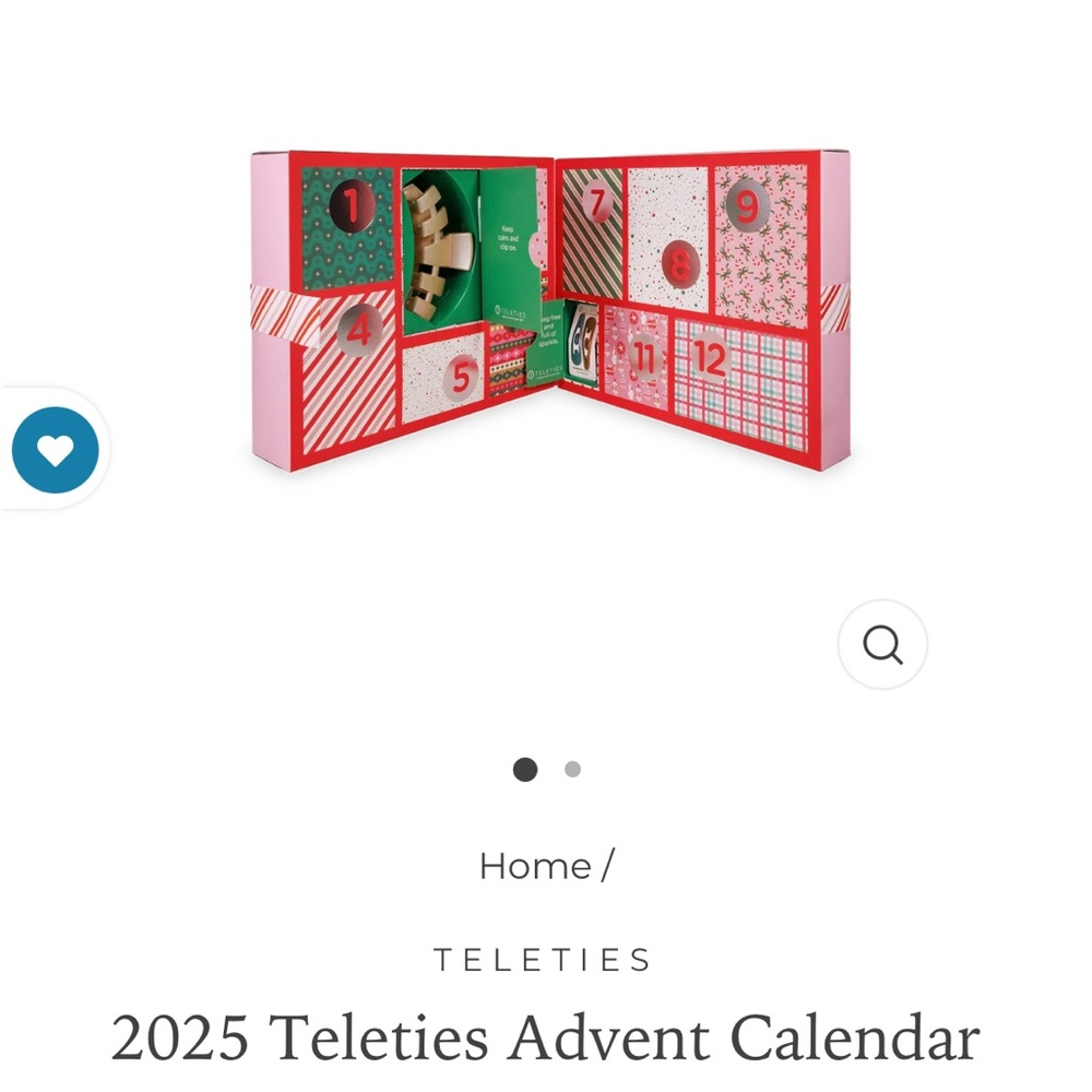 Teleties Advent Calendar Hair Accessories Set - Red, Green, Pink NWT
